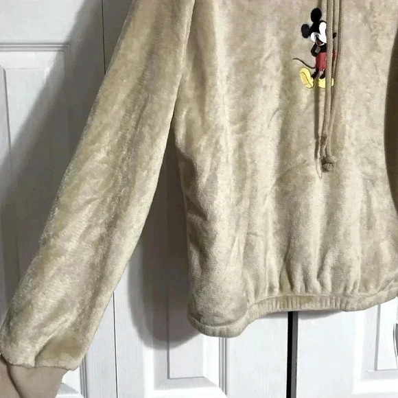 Disney Mickey Mouse tan soft fuzzy hoodie top shirt size Medium - Picture 5 of 11